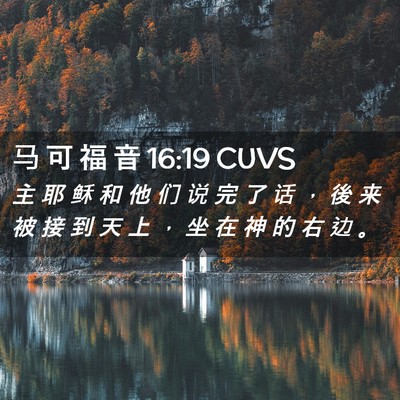 Picture 02 - 马 可 福 音 16:19 CUVS - 主 耶 稣 和 他 们 说 完 了 话 ， 後 - Bible Verse Picture