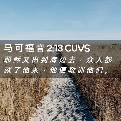 Picture 02 - 马 可 福 音 2:13 CUVS - 耶 稣 又 出 到 海 边 去 ， 众 人 都 - Bible Verse Picture