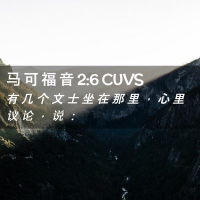 Picture 02 - 马 可 福 音 2:6 CUVS - 有 几 个 文 士 坐 在 那 里 ， 心 里 - Bible Verse Picture