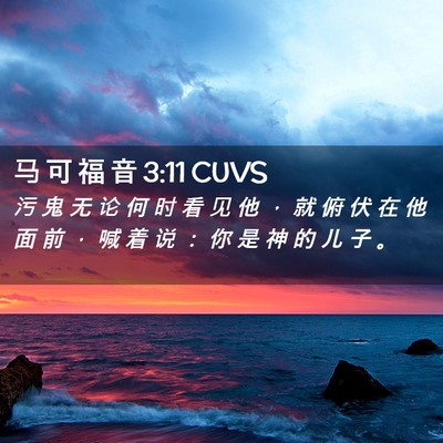 Picture 02 - 马 可 福 音 3:11 CUVS - 污 鬼 无 论 何 时 看 见 他 ， 就 俯 - Bible Verse Picture