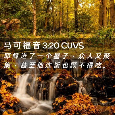 Picture 02 - 马 可 福 音 3:20 CUVS - 耶 稣 进 了 一 个 屋 子 ， 众 人 又 - Bible Verse Picture