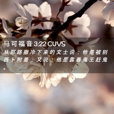 Picture 02 - 马 可 福 音 3:22 CUVS - 从 耶 路 撒 冷 下 来 的 文 士 说 ： - Bible Verse Picture
