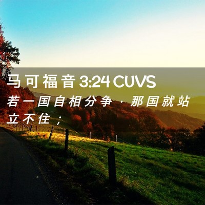 Picture 02 - 马 可 福 音 3:24 CUVS - 若 一 国 自 相 分 争 ， 那 国 就 站 - Bible Verse Picture