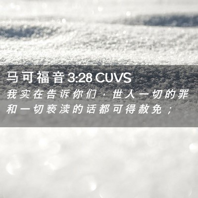 Picture 02 - 马 可 福 音 3:28 CUVS - 我 实 在 告 诉 你 们 ， 世 人 一 切 - Bible Verse Picture