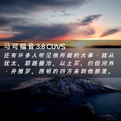 Picture 02 - 马 可 福 音 3:8 CUVS - 还 有 许 多 人 听 见 他 所 做 的 大 - Bible Verse Picture