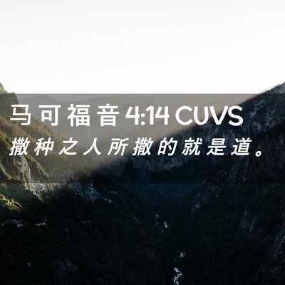 Picture 02 - 马 可 福 音 4:14 CUVS - 撒 种 之 人 所 撒 的 就 是 道 - Bible Verse Picture