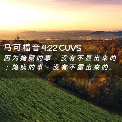 Picture 02 - 马 可 福 音 4:22 CUVS - 因 为 掩 藏 的 事 ， 没 有 不 显 出 - Bible Verse Picture