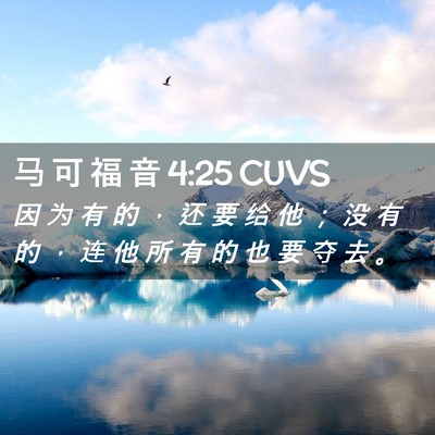 Picture 02 - 马 可 福 音 4:25 CUVS - 因 为 有 的 ， 还 要 给 他 ； 没 有 - Bible Verse Picture