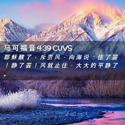 Picture 02 - 马 可 福 音 4:39 CUVS - 耶 稣 醒 了 ， 斥 责 风 ， 向 海 说 - Bible Verse Picture