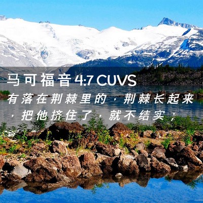 Picture 02 - 马 可 福 音 4:7 CUVS - 有 落 在 荆 棘 里 的 ， 荆 棘 长 起 - Bible Verse Picture