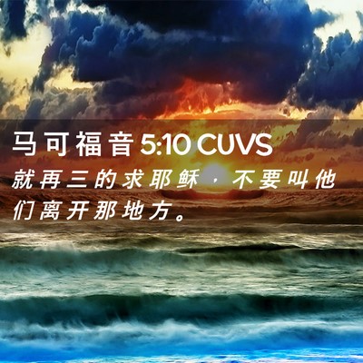 Picture 02 - 马 可 福 音 5:10 CUVS - 就 再 三 的 求 耶 稣 ， 不 要 叫 他 - Bible Verse Picture