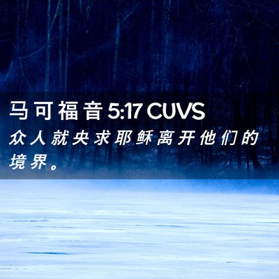 Picture 02 - 马 可 福 音 5:17 CUVS - 众 人 就 央 求 耶 稣 离 开 他 们 的 - Bible Verse Picture