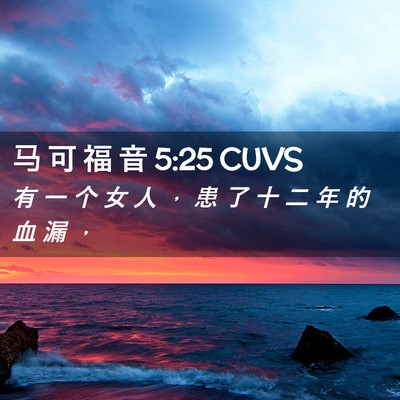 Picture 02 - 马 可 福 音 5:25 CUVS - 有 一 个 女 人 ， 患 了 十 二 年 的 - Bible Verse Picture
