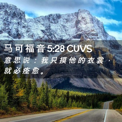 Picture 02 - 马 可 福 音 5:28 CUVS - 意 思 说 ： 我 只 摸 他 的 衣 裳 ， - Bible Verse Picture