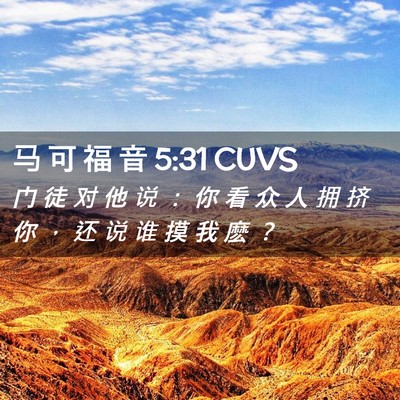 Picture 02 - 马 可 福 音 5:31 CUVS - 门 徒 对 他 说 ： 你 看 众 人 拥 挤 - Bible Verse Picture
