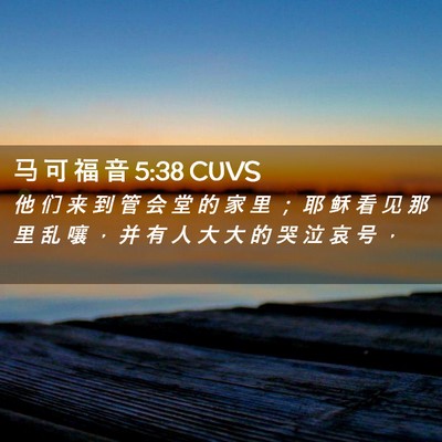 Picture 02 - 马 可 福 音 5:38 CUVS - 他 们 来 到 管 会 堂 的 家 里 ； 耶 - Bible Verse Picture