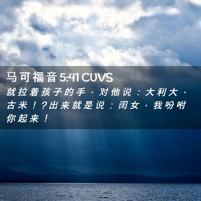 Picture 02 - 马 可 福 音 5:41 CUVS - 就 拉 着 孩 子 的 手 ， 对 他 说 ： - Bible Verse Picture