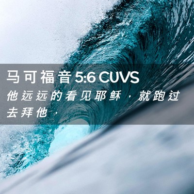 Picture 02 - 马 可 福 音 5:6 CUVS - 他 远 远 的 看 见 耶 稣 ， 就 跑 过 - Bible Verse Picture