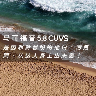 Picture 02 - 马 可 福 音 5:8 CUVS - 是 因 耶 稣 曾 吩 咐 他 说 ： 污 鬼 - Bible Verse Picture