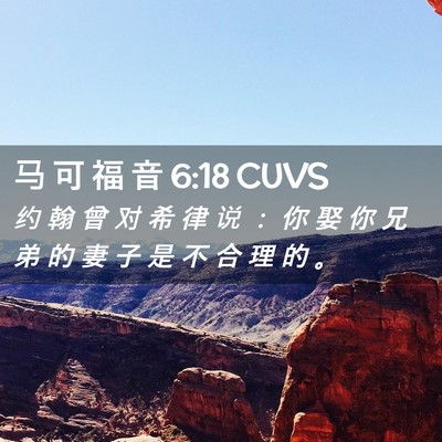 Picture 02 - 马 可 福 音 6:18 CUVS - 约 翰 曾 对 希 律 说 ： 你 娶 你 兄 - Bible Verse Picture