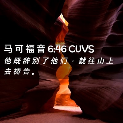 Picture 02 - 马 可 福 音 6:46 CUVS - 他 既 辞 别 了 他 们 ， 就 往 山 上 - Bible Verse Picture