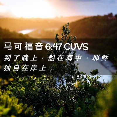 Picture 02 - 马 可 福 音 6:47 CUVS - 到 了 晚 上 ， 船 在 海 中 ， 耶 稣 - Bible Verse Picture