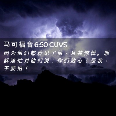 Picture 02 - 马 可 福 音 6:50 CUVS - 因 为 他 们 都 看 见 了 他 ， 且 甚 - Bible Verse Picture