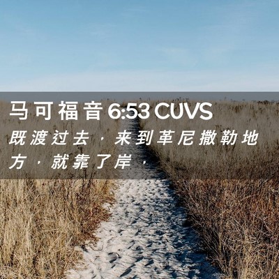Picture 02 - 马 可 福 音 6:53 CUVS - 既 渡 过 去 ， 来 到 革 尼 撒 勒 地 - Bible Verse Picture