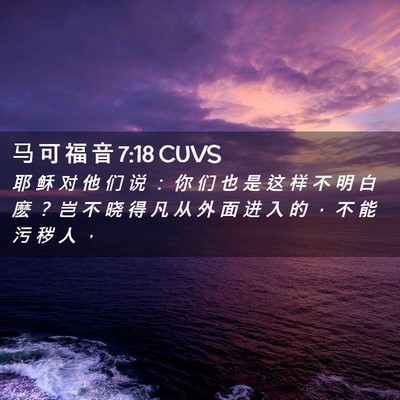 Picture 02 - 马 可 福 音 7:18 CUVS - 耶 稣 对 他 们 说 ： 你 们 也 是 这 - Bible Verse Picture