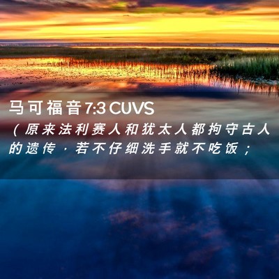 Picture 02 - 马 可 福 音 7:3 CUVS - （ 原 来 法 利 赛 人 和 犹 太 人 都 - Bible Verse Picture