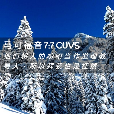 Picture 02 - 马 可 福 音 7:7 CUVS - 他 们 将 人 的 吩 咐 当 作 道 理 教 - Bible Verse Picture