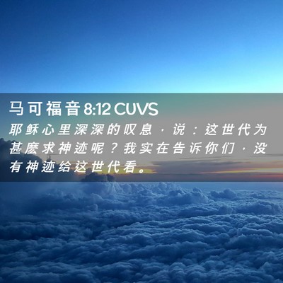 Picture 02 - 马 可 福 音 8:12 CUVS - 耶 稣 心 里 深 深 的 叹 息 ， 说 ： - Bible Verse Picture
