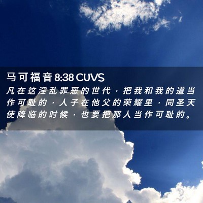 Picture 02 - 马 可 福 音 8:38 CUVS - 凡 在 这 淫 乱 罪 恶 的 世 代 ， 把 - Bible Verse Picture