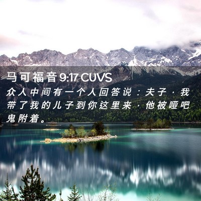 Picture 02 - 马 可 福 音 9:17 CUVS - 众 人 中 间 有 一 个 人 回 答 说 ： - Bible Verse Picture