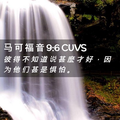 Picture 02 - 马 可 福 音 9:6 CUVS - 彼 得 不 知 道 说 甚 麽 才 好 ， 因 - Bible Verse Picture