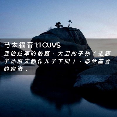 Picture 02 - 马 太 福 音 1:1 CUVS - 亚 伯 拉 罕 的 後 裔 ， 大 卫 的 子 - Bible Verse Picture