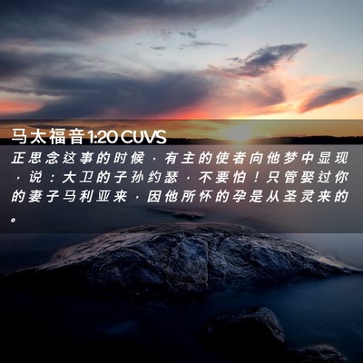 Picture 02 - 马 太 福 音 1:20 CUVS - 正 思 念 这 事 的 时 候 ， 有 主 的 - Bible Verse Picture