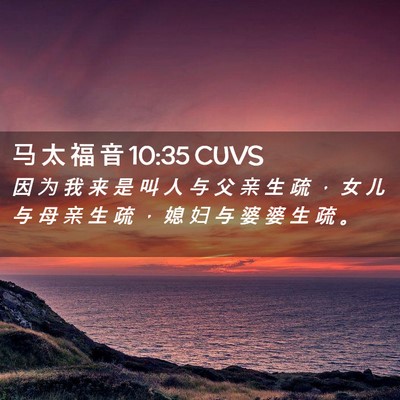 Picture 02 - 马 太 福 音 10:35 CUVS - 因 为 我 来 是 叫 人 与 父 亲 生 疏 - Bible Verse Picture