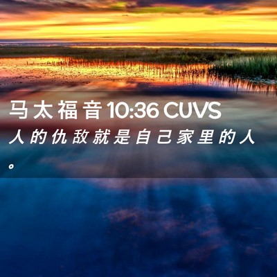 Picture 02 - 马 太 福 音 10:36 CUVS - 人 的 仇 敌 就 是 自 己 家 里 的 人 - Bible Verse Picture