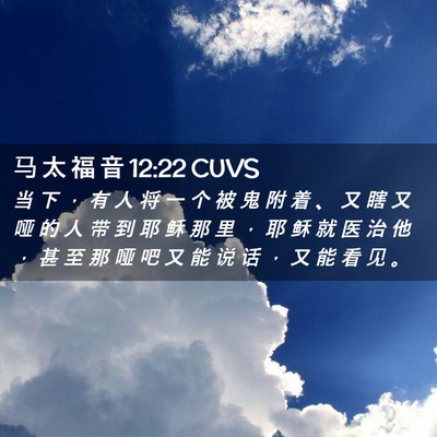 Picture 02 - 马 太 福 音 12:22 CUVS - 当 下 ， 有 人 将 一 个 被 鬼 附 着 - Bible Verse Picture