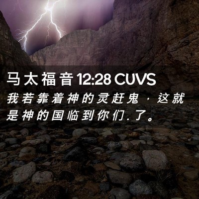 Picture 02 - 马 太 福 音 12:28 CUVS - 我 若 靠 着 神 的 灵 赶 鬼 ， 这 就 - Bible Verse Picture