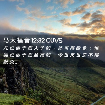 Picture 02 - 马 太 福 音 12:32 CUVS - 凡 说 话 干 犯 人 子 的 ， 还 可 得 - Bible Verse Picture
