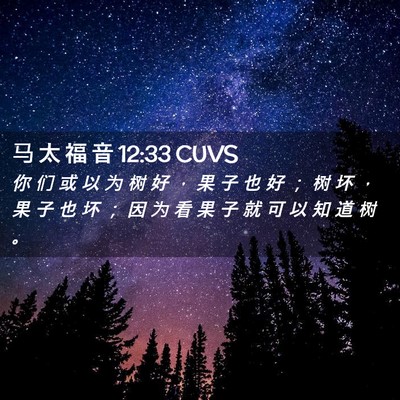 Picture 02 - 马 太 福 音 12:33 CUVS - 你 们 或 以 为 树 好 ， 果 子 也 好 - Bible Verse Picture