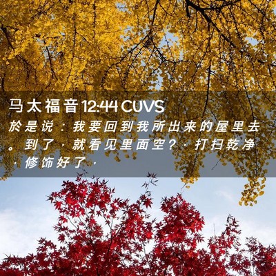 Picture 02 - 马 太 福 音 12:44 CUVS - 於 是 说 ： 我 要 回 到 我 所 出 来 - Bible Verse Picture