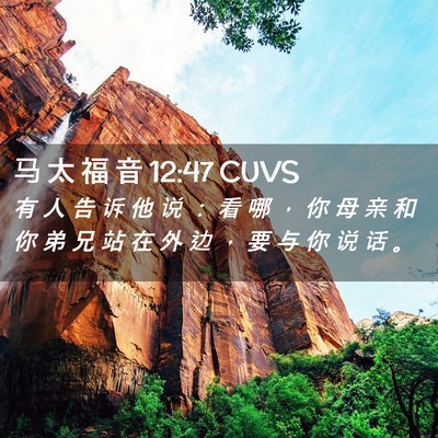 Picture 02 - 马 太 福 音 12:47 CUVS - 有 人 告 诉 他 说 ： 看 哪 ， 你 母 - Bible Verse Picture
