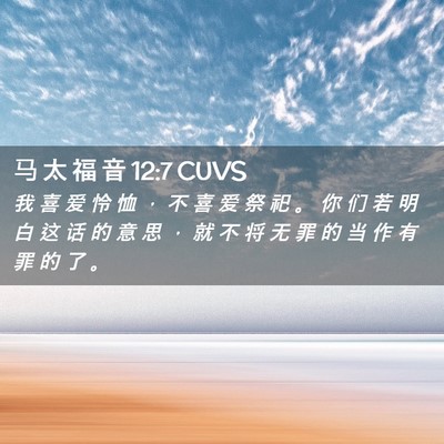 Picture 02 - 马 太 福 音 12:7 CUVS - 我 喜 爱 怜 恤 ， 不 喜 爱 祭 祀 。 - Bible Verse Picture