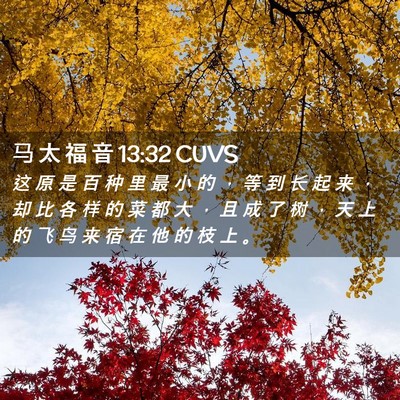 Picture 02 - 马 太 福 音 13:32 CUVS - 这 原 是 百 种 里 最 小 的 ， 等 到 - Bible Verse Picture