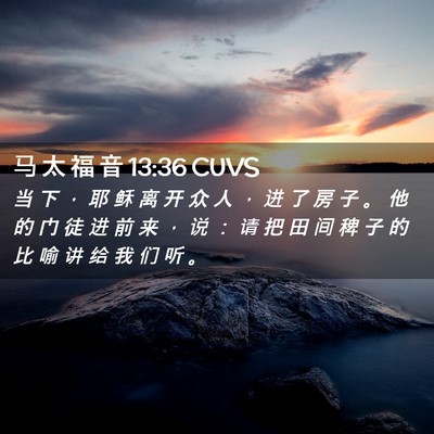 Picture 02 - 马 太 福 音 13:36 CUVS - 当 下 ， 耶 稣 离 开 众 人 ， 进 了 - Bible Verse Picture