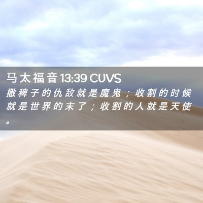 Picture 02 - 马 太 福 音 13:39 CUVS - 撒 稗 子 的 仇 敌 就 是 魔 鬼 ； 收 - Bible Verse Picture