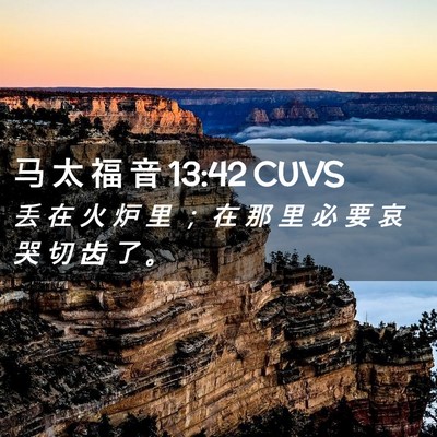 Picture 02 - 马 太 福 音 13:42 CUVS - 丢 在 火 炉 里 ； 在 那 里 必 要 哀 - Bible Verse Picture